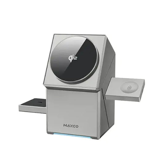 MAXCO wireless charging station on a white background